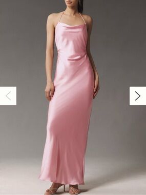 ANTHROPOLOGIE BHLDN Cowl-Neck Satin Maxi Dress